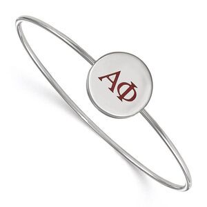 Sterling Silver Alpha Phi Enamel Red Greek Letters Bangle - 7 in.